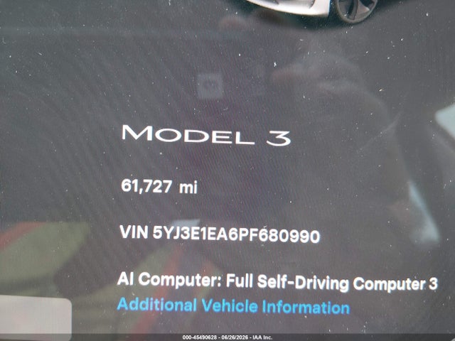 Aukcja sprzedaży 2023 Tesla Model 3 Rear-wheel Drive, vin: 5YJ3E1EA6PF680990, numer aukcji: 45490628