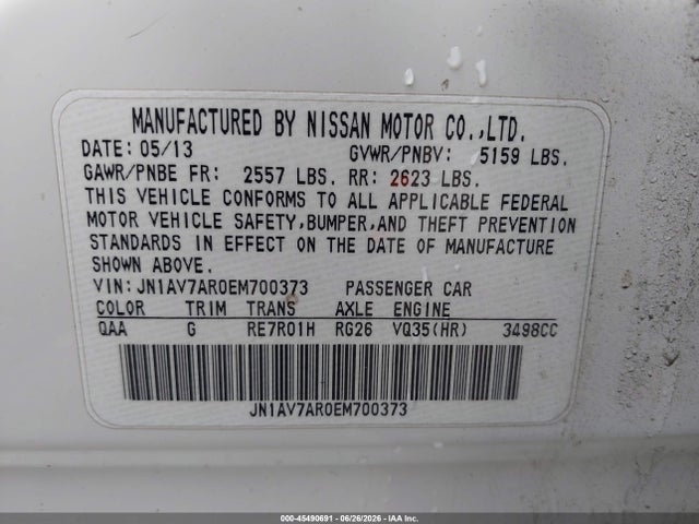 Продаж на аукціоні авто 2014 Infiniti Q50 Hybrid Premium, vin: JN1AV7AR0EM700373, номер лоту: 45490691