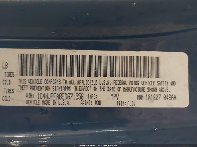Продаж на аукціоні авто 2014 Jeep Patriot High Altitude, vin: 1C4NJPFA8ED671556, номер лоту: 45490741