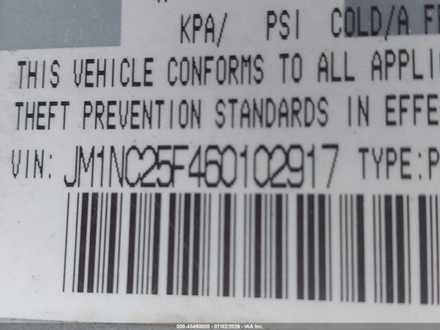 45490808 :رقم المزاد ، JM1NC25F460102917 vin ، 2006 Mazda Mx-5 Sport مزاد بيع
