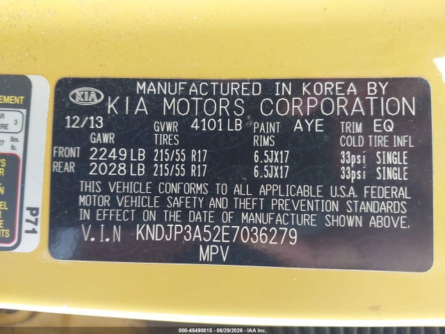 KIA SOUL + 2014 KNDJP3A52E7036279 Image 9