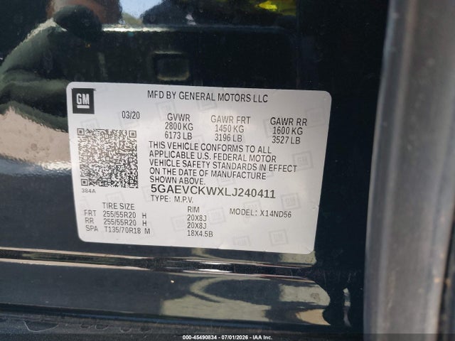 Продажа на аукционе авто 2020 Buick Enclave Awd Avenir, vin: 5GAEVCKWXLJ240411, номер лота: 45490834