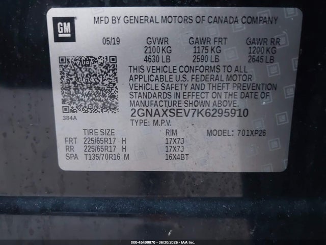 Chevrolet EQUINOX LS 2019 2GNAXSEV7K6295910 Image 9
