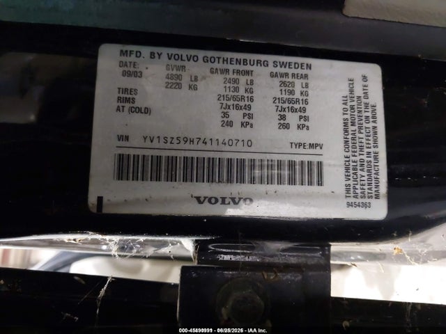 Продажа на аукционе авто 2004 Volvo Xc70 2.5t, vin: YV1SZ59H741140710, номер лота: 45490991