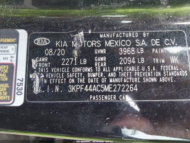 Продаж на аукціоні авто 2021 Kia Forte Gt, vin: 3KPF44AC5ME272264, номер лоту: 45490997