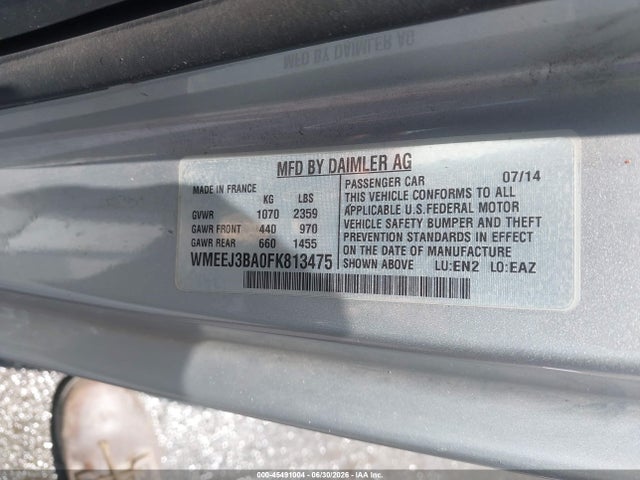 Auction sale of the 2015 Smart Fortwo Pure, vin: WMEEJ3BA0FK813475, lot number: 45491004