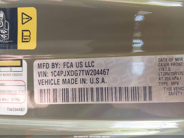 1C4PJXDG7TW204467 Jeep Wrangler Willys 4x4