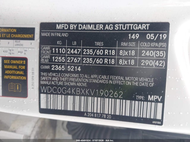Продажа на аукционе авто 2019 Mercedes-benz Glc 300 4matic, vin: WDC0G4KBXKV190262, номер лота: 45491024