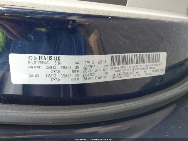 2017 Chrysler Pacifica Touring მანქანა იყიდება აუქციონზე, vin: 2C4RC1DG2HR578470, აუქციონის ნომერი: 45491031