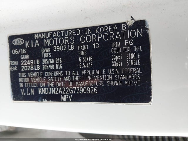 KIA Soul 2016 KNDJN2A22G7390926 Image 9