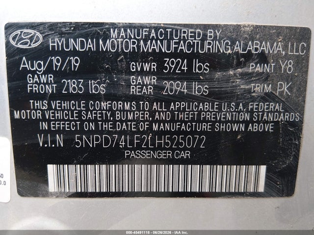 Hyundai ELANTRA SE 2020 5NPD74LF2LH525072 Image 9