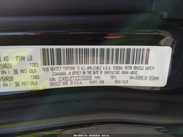 2012 Dodge Durango Citadel მანქანა იყიდება აუქციონზე, vin: 1C4SDJET1CC152359, აუქციონის ნომერი: 45491176