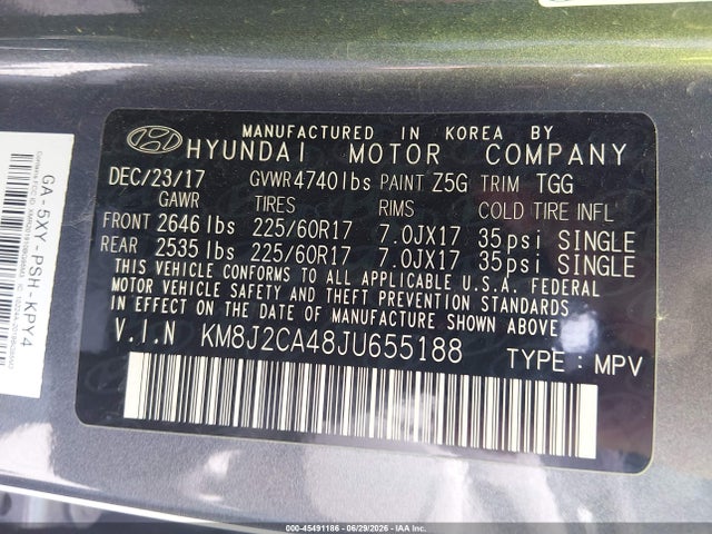 Hyundai TUCSON SE 2018 KM8J2CA48JU655188 Image 9