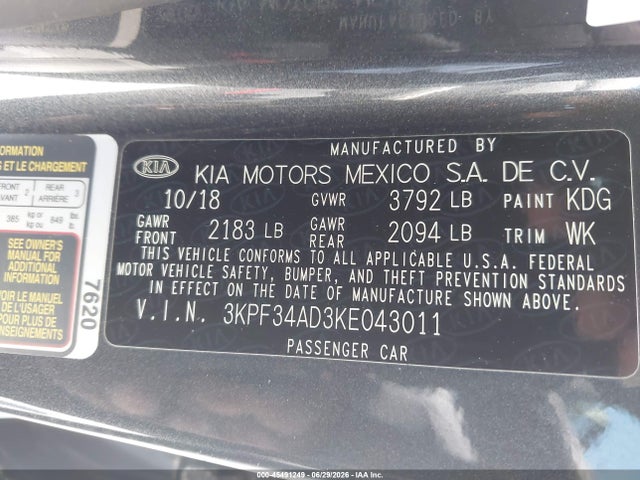 KIA FORTE S 2019 3KPF34AD3KE043011 Image 9