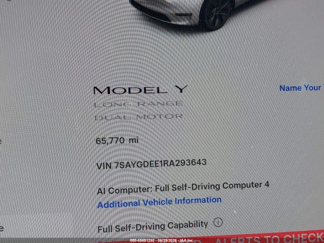 45491280 :رقم المزاد ، 7SAYGDEE1RA293643 vin ، 2024 Tesla Model Y Long Range Dual Motor All-wheel Drive مزاد بيع
