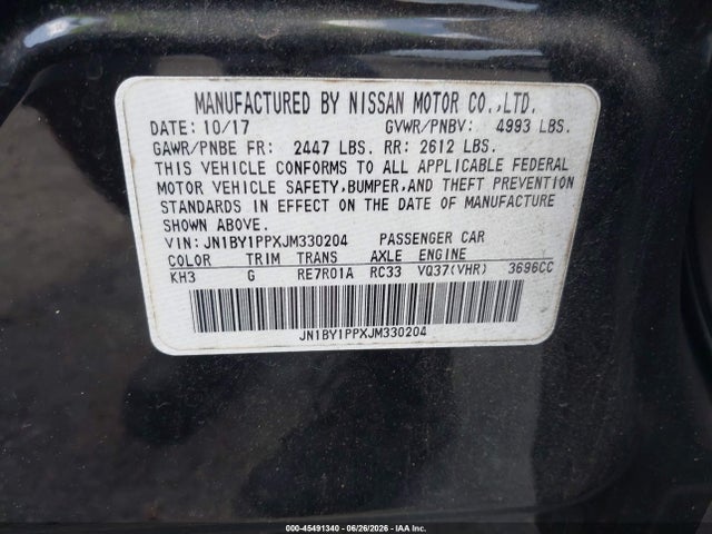 Продаж на аукціоні авто 2018 Infiniti Q70l 3.7 Luxe, vin: JN1BY1PPXJM330204, номер лоту: 45491340