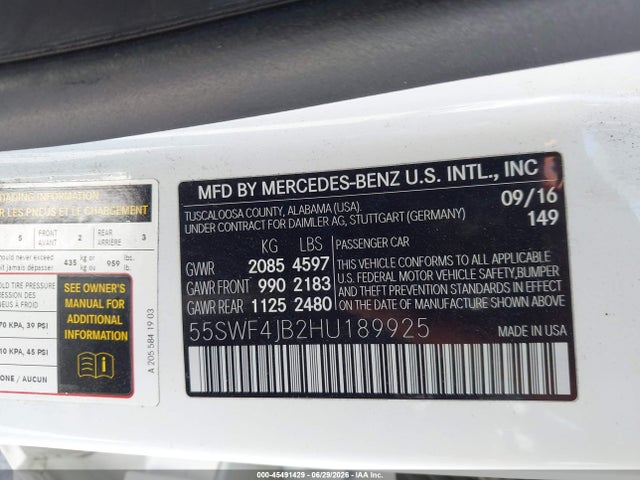 Mercedes-Benz C 300 2017 55SWF4JB2HU189925 Image 9