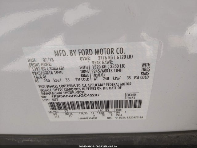 Ford Explorer 2018 1FM5K8BH9JGC45207 Image 9
