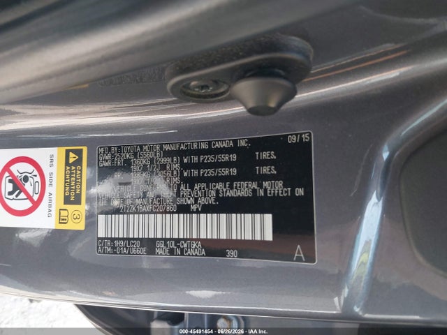Aukcja sprzedaży 2015 Lexus Rx 350, vin: 2T2ZK1BAXFC207860, numer aukcji: 45491454