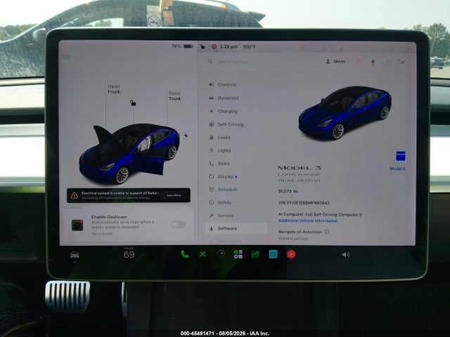 Продажа на аукционе авто 2021 Tesla Model 3 Long Range Dual Motor All-wheel Drive, vin: 5YJ3E1EB8MF862842, номер лота: 45491471