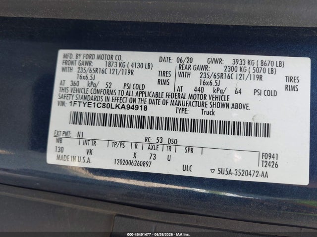 Ford Transit-150 2020 1FTYE1C80LKA94918 Image 9