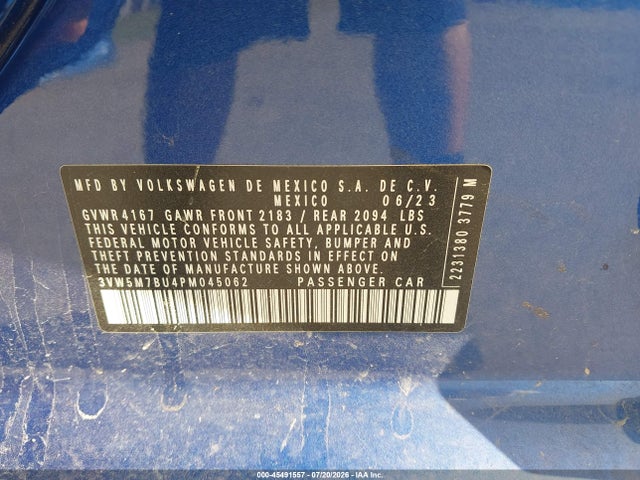 Aukcja sprzedaży 2023 Volkswagen Jetta 1.5t S, vin: 3VW5M7BU4PM045062, numer aukcji: 45491557