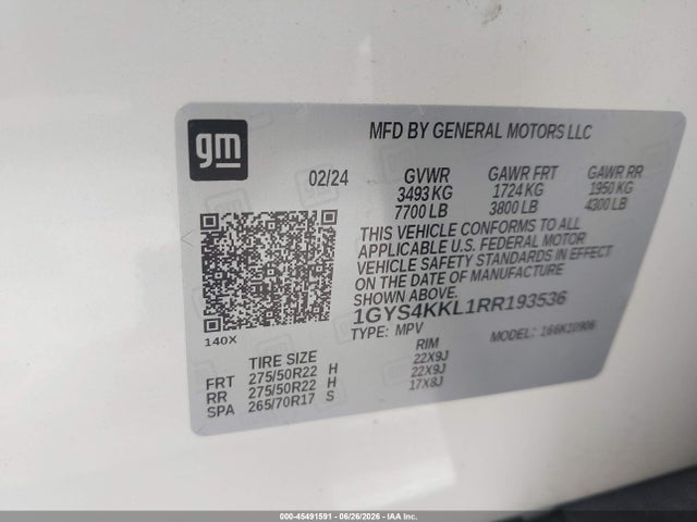 Продажа на аукционе авто 2024 Cadillac Escalade Esv 4wd Premium Luxury, vin: 1GYS4KKL1RR193536, номер лота: 45491591