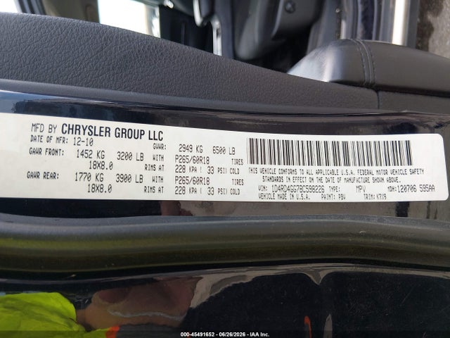 45491652 :رقم المزاد ، 1D4RD4GG7BC598226 vin ، 2011 Dodge Durango Crew مزاد بيع