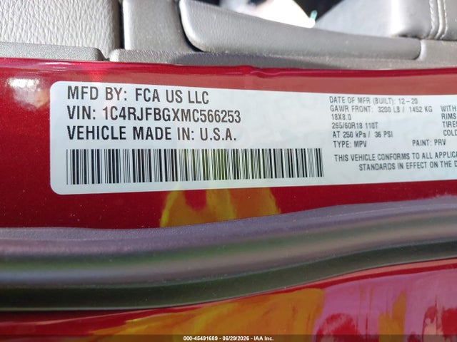 2021 Jeep Grand Cherokee Limited 4x4 მანქანა იყიდება აუქციონზე, vin: 1C4RJFBGXMC566253, აუქციონის ნომერი: 45491689