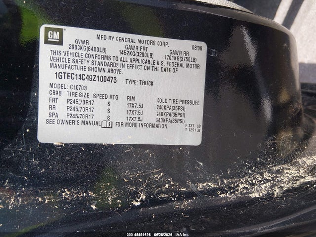 2009 Gmc Sierra 1500 Work Truck მანქანა იყიდება აუქციონზე, vin: 1GTEC14C49Z100473, აუქციონის ნომერი: 45491696