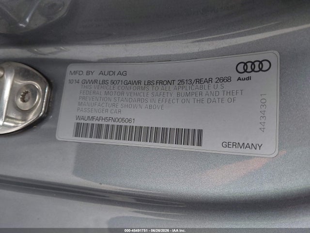 Audi A5 2.0t Premium 2015 WAUMFAFH5FN005061 Image 9