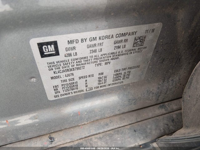 45491846 :رقم المزاد ، KL4CJASB3KB799272 vin ، 2019 Buick Encore Fwd Preferred مزاد بيع