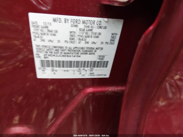 45491876 :رقم المزاد ، 2FMDK3JC8EBA14154 vin ، 2014 Ford Edge Sel مزاد بيع