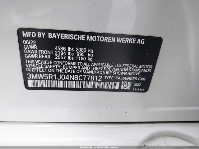 3MW5R1J04N8C77812 BMW 330I