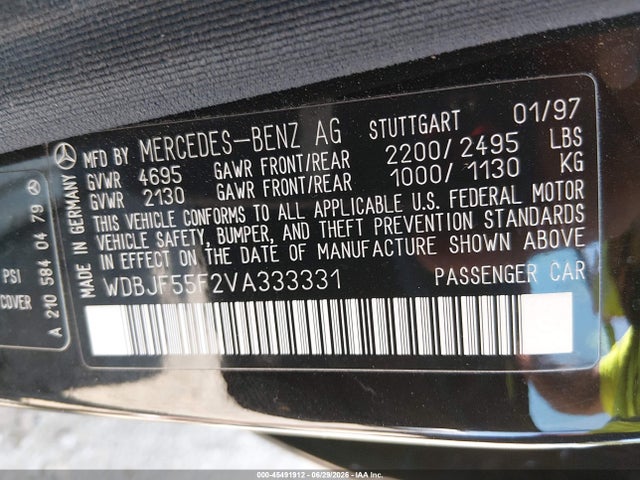 Продажа на аукционе авто 1997 Mercedes-benz E 320, vin: WDBJF55F2VA333331, номер лота: 45491912