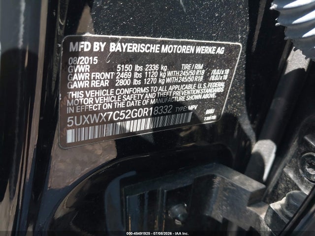 Продаж на аукціоні авто 2016 Bmw X3 Xdrive35i, vin: 5UXWX7C52G0R18332, номер лоту: 45491925