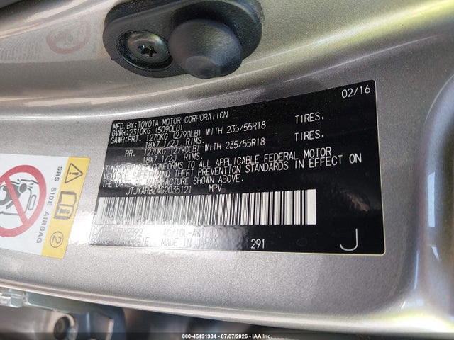 Продаж на аукціоні авто 2016 Lexus Nx 200t F Sport, vin: JTJYARBZ4G2035121, номер лоту: 45491934