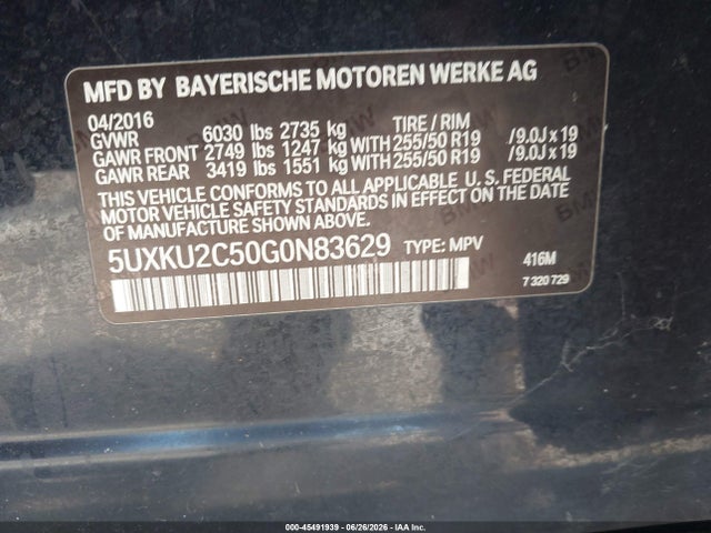 5UXKU2C50G0N83629 BMW X6 Xdrive35i