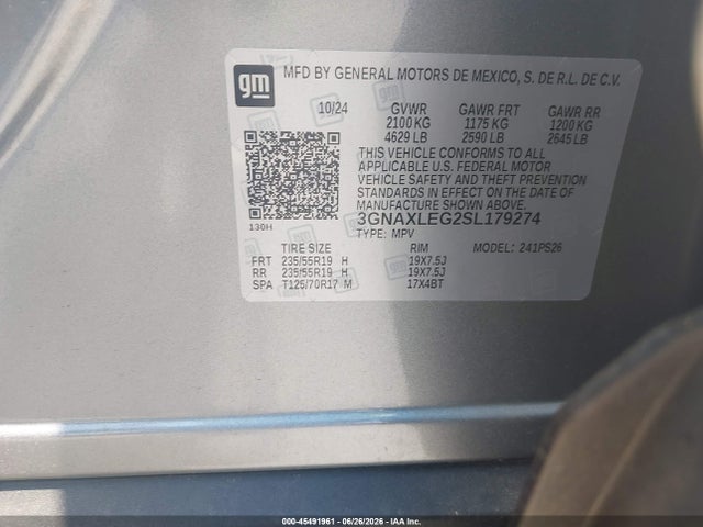 Продажа на аукционе авто 2025 Chevrolet Equinox Fwd Rs, vin: 3GNAXLEG2SL179274, номер лота: 45491961