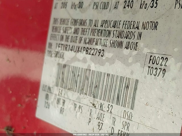 Aukcja sprzedaży 2004 Ford Ranger Edge/tremor/xl/xlt, vin: 1FTYR14UX4PB22793, numer aukcji: 45491962