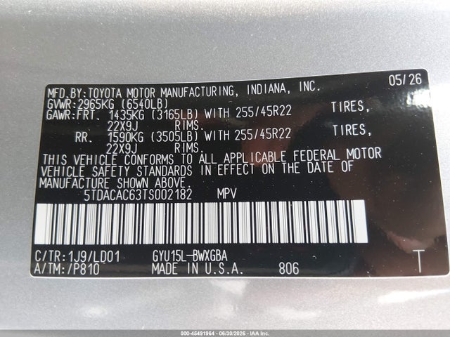 Aukcja sprzedaży 2026 Lexus Tx 550h+ Luxury, vin: 5TDACAC63TS002182, numer aukcji: 45491964
