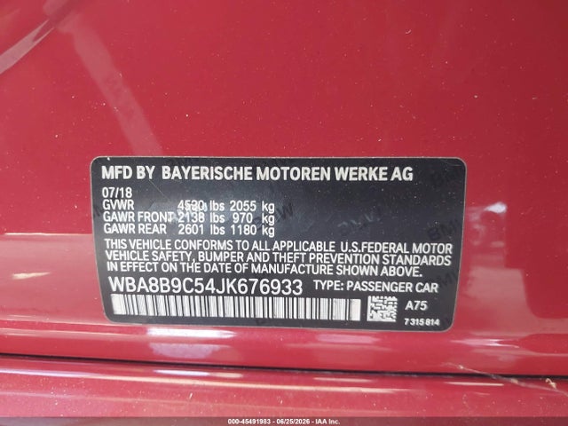 BMW 330I 2018 WBA8B9C54JK676933 Image 9