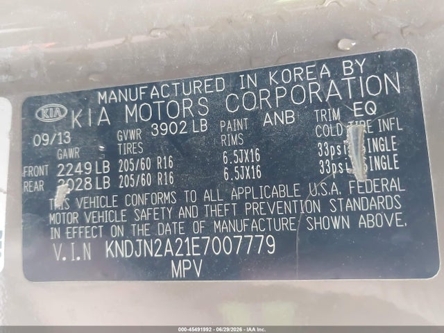 45491992 :رقم المزاد ، KNDJN2A21E7007779 vin ، 2014 Kia Soul مزاد بيع