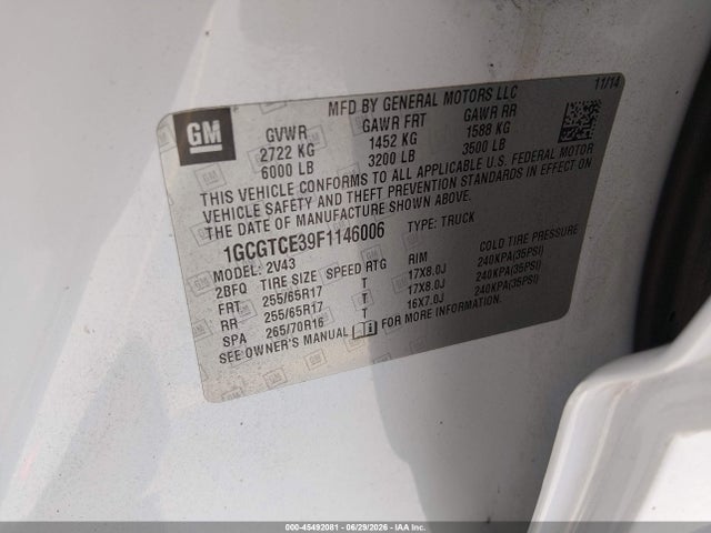 1GCGTCE39F1146006 Chevrolet Colorado Z71