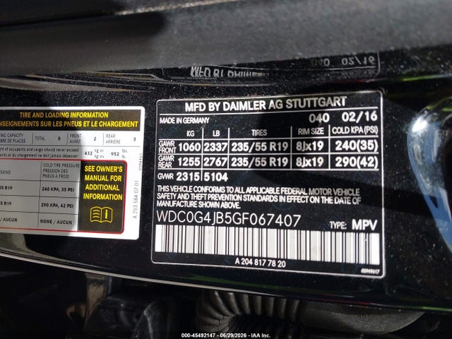 Продажа на аукционе авто 2016 Mercedes-benz Glc 300, vin: WDC0G4JB5GF067407, номер лота: 45492147