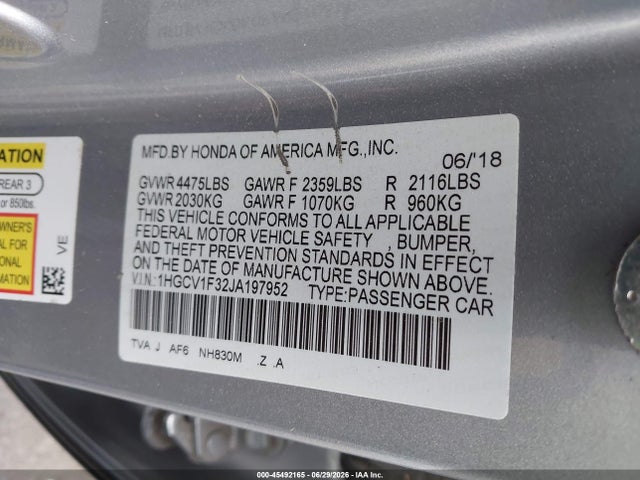 1HGCV1F32JA197952 Honda Accord Sport