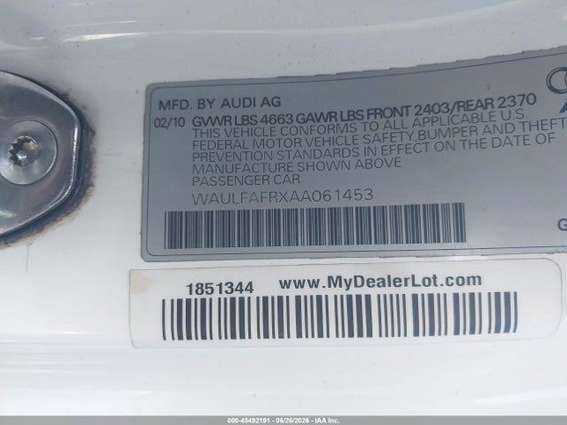 Aukcja sprzedaży 2010 Audi A5 2.0t Premium, vin: WAULFAFRXAA061453, numer aukcji: 45492191