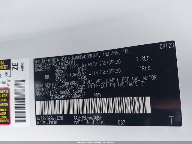 5TDACAB56RS004641 Toyota Grand Highlander Hybrid Limited