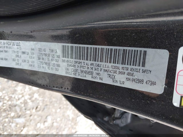 Продаж на аукціоні авто 2019 Ram 1500 Rebel  4x4 5'7 Box, vin: 1C6SRFLT8KN850592, номер лоту: 45492260