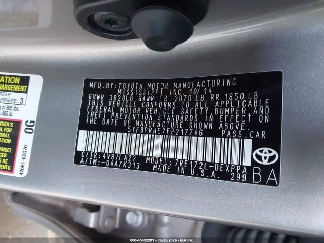 Toyota Corolla Le Eco Premium 2015 5YFBPRHE7FP217746 Image 9